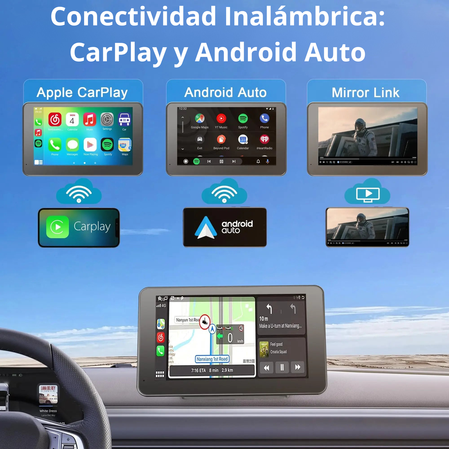 Pantalla inalámbrica para auto